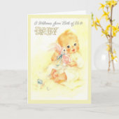 Vintag - Willkommen bei Baby von uns beiden, Karte (Gelbe Blume)