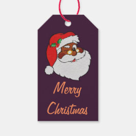 Vintag Winking Black Santa Pop Art Paper Geschenkanhänger