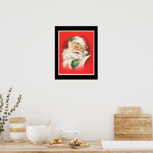Vintag Winking Jolly Santa Claus - Poster (Küche)