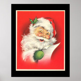 Vintag Winking Jolly Santa Claus - Poster