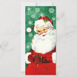 Vintag Winking Santa auf Green Flat Card.