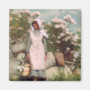 Vintag Winslow Homer Girl and Laurel Magnet