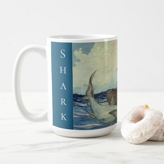 Vintag Winslow Homer Wasserfarbe Haifischfang Kaffeetasse (Mit Donut)