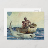 Vintag Winslow Homer Wasserfarbe Haifischfang Postkarte (Vorne/Hinten)