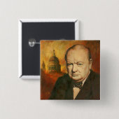 Vintag Winston Churchill Abzeichen Button (Vorne & Hinten)