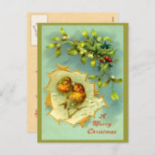 Vintag Winter Birds Weihnachten Postkarte (Vorne/Hinten)