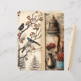 Vintag Winter Ephemera Scrapbook Paper