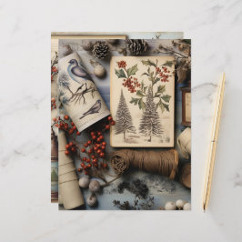 Vintag Winter Ephemera Scrapbook Paper