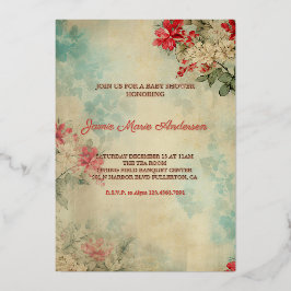 Vintag Winter Floral Weihnachtsdusche Folieneinladung