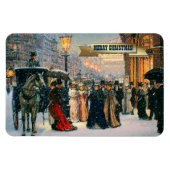 Vintag Winter Pariser Szene Weihnachtsgeschenk Magnet (Horizontal)