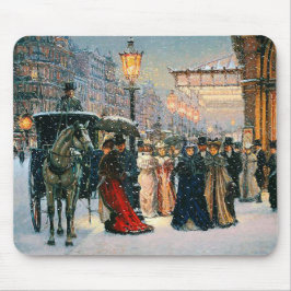 Vintag Winter Pariser Szene Weihnachtsgeschenk Mousepad