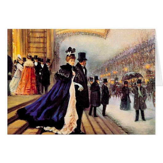 Vintag Winter Pariser Weihnachtskarte (Vorderseite (Horizontal))