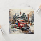 Vintag Winter Weihnachtsstadt Karte (Vorderseite/Rückseite Beispiel)