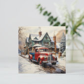 Vintag Winter Weihnachtsstadt Karte (Stehend Vorderseite)