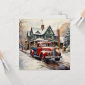 Vintag Winter Weihnachtsstadt Karte (Vorderseite/Rückseite Beispiel)