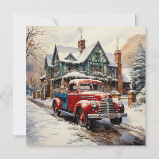 Vintag Winter Weihnachtsstadt Karte (Vorderseite)