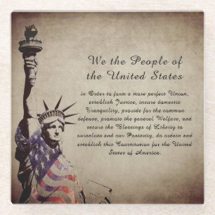 Vintag Wir, die amerikanische Freiheitsstatue Glasuntersetzer