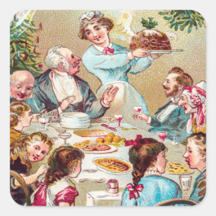 Vintag Wir wünschen Ihnen allen einen schönen Weih Quadratischer Aufkleber