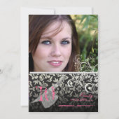 Vintag/Wirbel/Damast/Abschlüsse Einladung (Vorderseite)