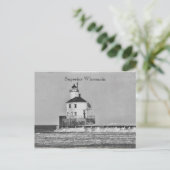 Vintag Wisconsin Lighthouse Postkarte (Stehend Vorderseite)