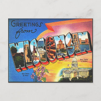Vintag Wisconsin Travel Retro Urlaub Grüße Postkarte