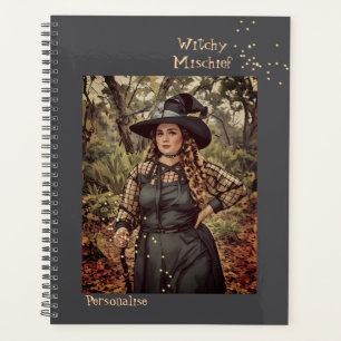 Vintag Witchy Mischief Quote Fun Journal Gray Planer