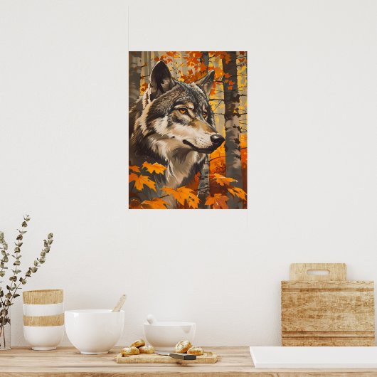 Vintag Wolf Portrait Poster (Küche)