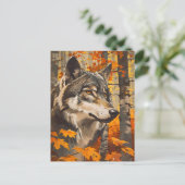 Vintag Wolf Portrait Postkarte (Stehend Vorderseite)