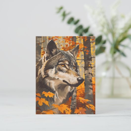 Vintag Wolf Portrait Postkarte (Stehend Vorderseite)