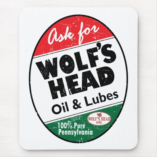 Vintag Wolfs Kopf beunruhigtes Zeichen Mousepad (Vorne)