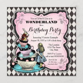 Vintag Wonderland Birthday Party Einladung