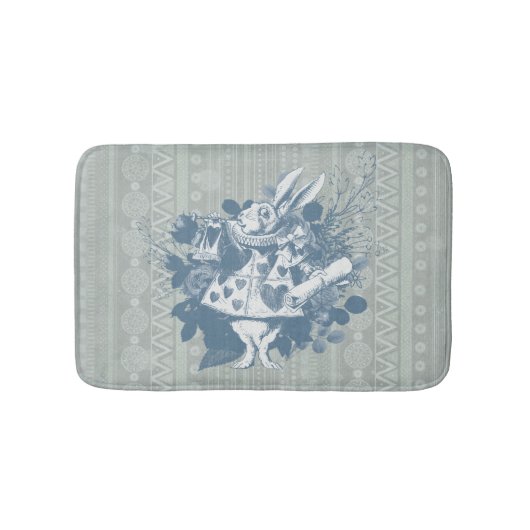 Vintag Wonderland White Rabbit Herald Badematte (Vorderseite)