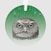 Vintag Woodford Owl Green Glittery Ornament (Rückseite)