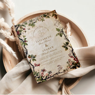 Vintag Woodland Berry Wedding Einladung