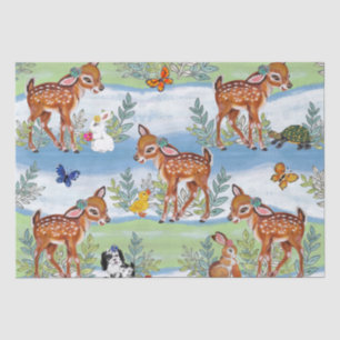 Vintag Woodland Faunny Bunny Duppy Puppy Child Bab Seidenpapier