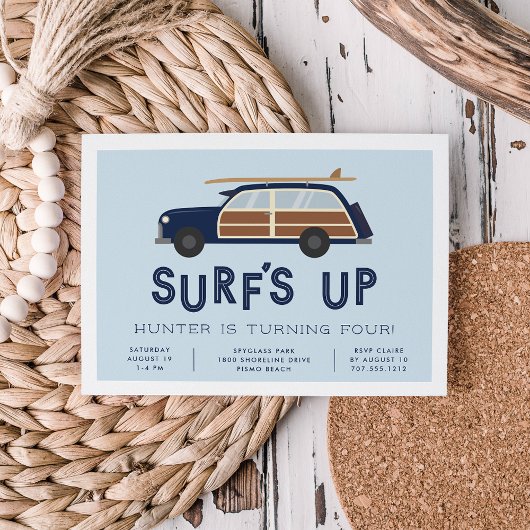 Vintag Woody Car Geburtstagsparty Einladung