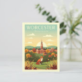 Vintag Worcester Massachusetts Postkarte (Stehend Vorderseite)