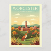 Vintag Worcester Massachusetts Postkarte (Vorderseite)