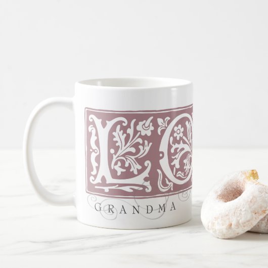 Vintag Word Art Liebe Oma Kaffeetasse (Mit Donut)