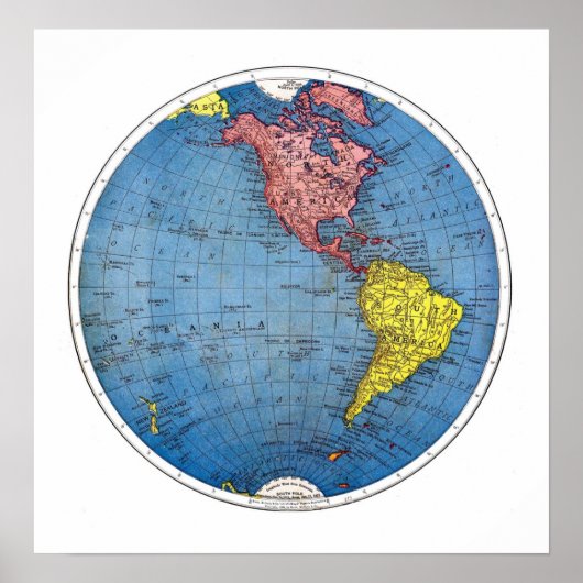 Vintag World Globe America Poster (Vorne)