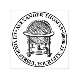 Vintag World Globe Lithograph #2 Namensadresse Permastempel