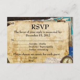 Vintag World Travel Bar/Bat Mitzvah UAWG RSVP Karte