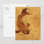 Vintag Worn Koi Fish Design Postkarte (Vorne/Hinten)