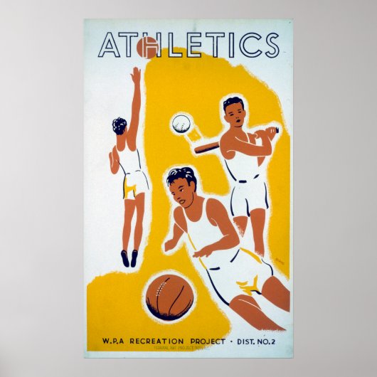 Vintag WPA Athletics Basketball Baseball Poster (Vorne)