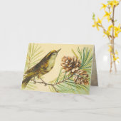 Vintag Wren Birthday Card Karte (Gelbe Blume)