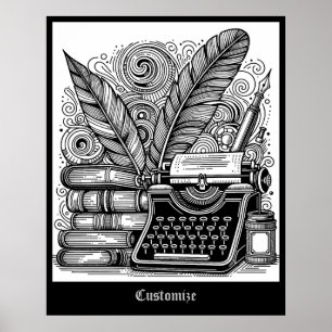 Vintag Writer's Theme 2 Color Me Poster