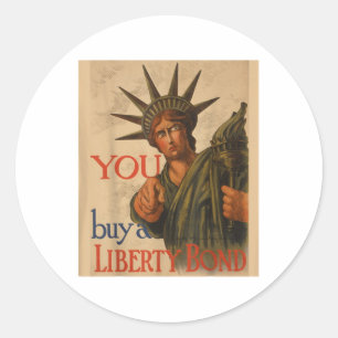 Vintag Ww1 Propaganda Poster Liberty Bond USA WW Runder Aufkleber