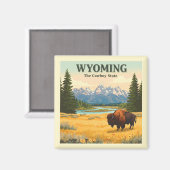 Vintag Wyoming Magnet (Vorderseite/Rückseite)