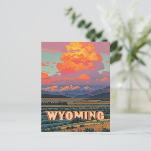 Vintag Wyoming Postkarte (Stehend Vorderseite)
