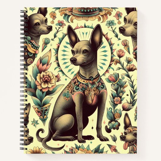 Vintag Xoloitzcuintle Seamless Notizblock (Vorderseite)
